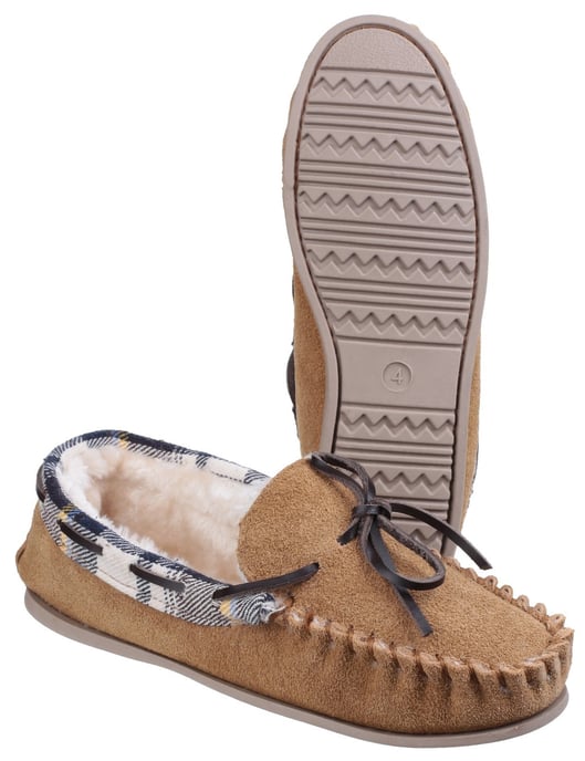 Cotswold Kilkenny Sammets Tofflor I Beige För Kvinnor - Image 3