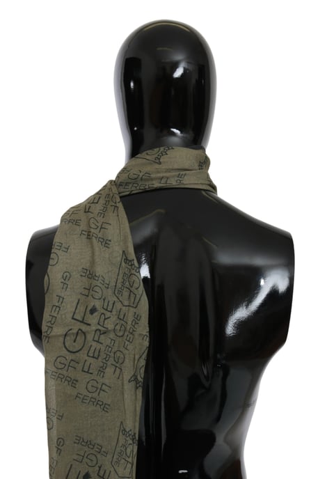 GF Ferre Vrouwen Groen Wol Viscose Foulard Gedessineerde Merk Sjaal - Image 3
