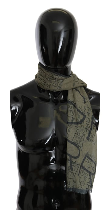 GF Ferre Vrouwen Groen Wol Viscose Foulard Gedessineerde Merk Sjaal - Image 4