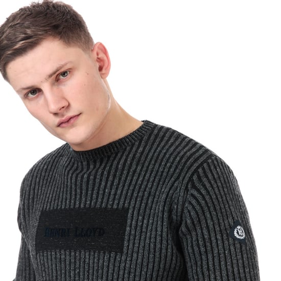 Men's Henri Lloyd Wool Mix Round Neck Jumper in Charcoal