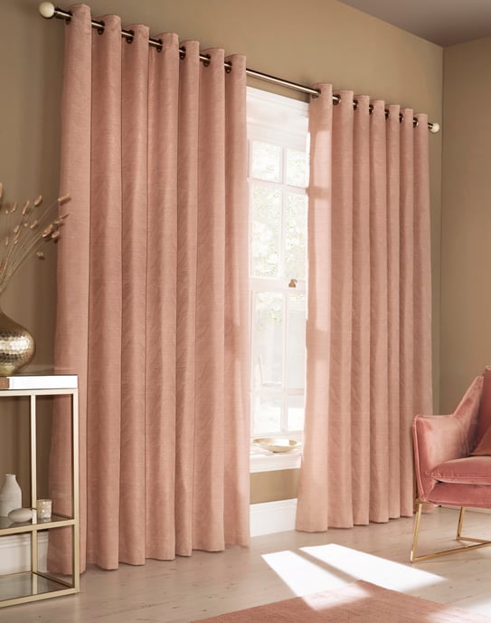 Himalaya Jacquard Eyelet Curtains in Blush - Image 1