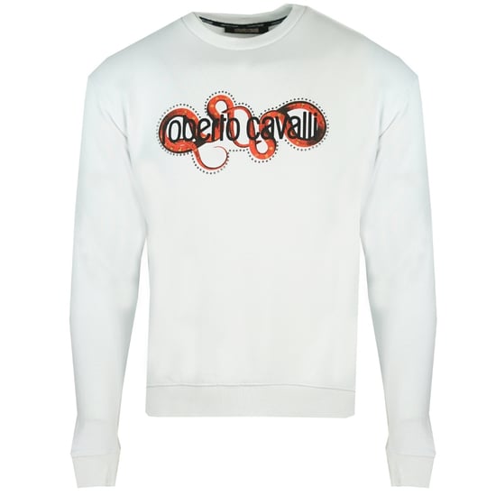 Roberto Cavalli Snake Wrapped Logo White Sweater - Image 1