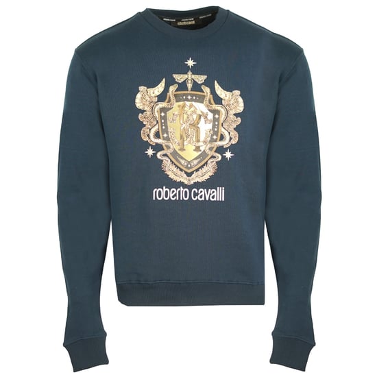 Roberto Cavalli RC Gold Shield Logo Navy Jumper