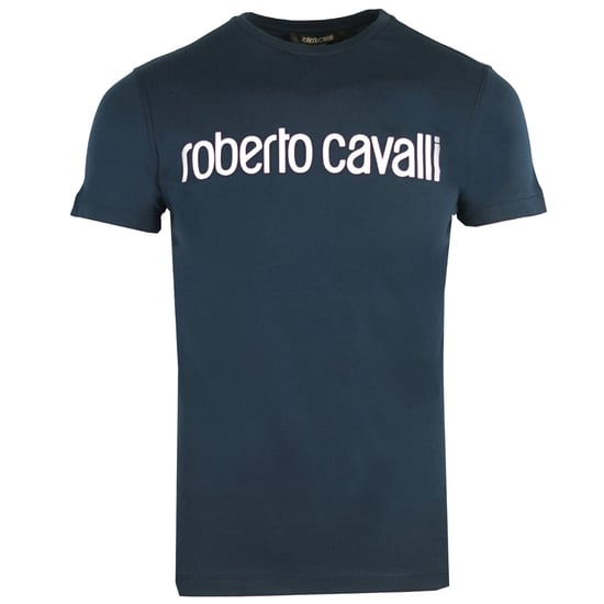 Roberto Cavalli Logo Navy Blue T-Shirt - Image 1