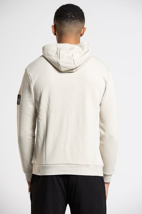 Stone 'Ansdell' Cotton Blend Hoodie with Nylon Pocket Detail