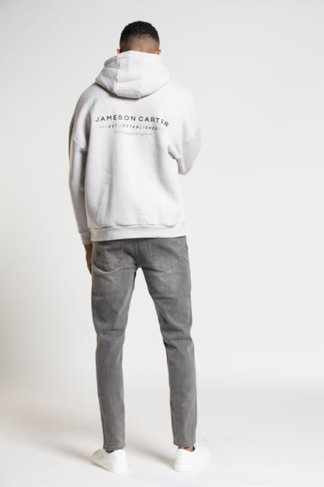Off-White 'Est' Cotton Blend Oversized Hoodie with Kangaroo Pocket