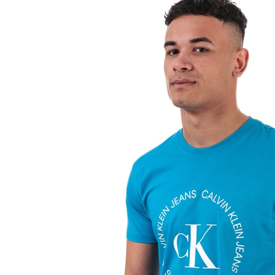 Men's Calvin Klein Round Logo T-Shirt in Blue - Image 6