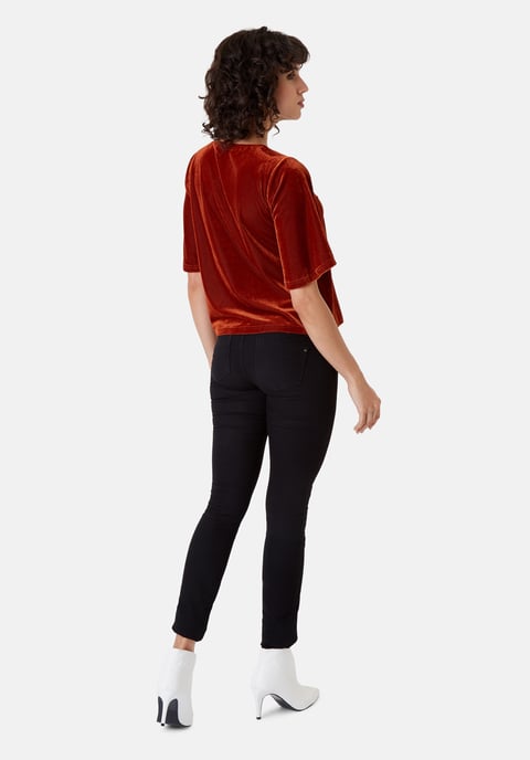 Whisper Short Sleeve Top in Rust Brown