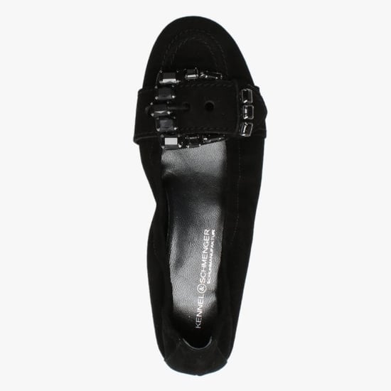 Kennel & Schmenger Malu Suede Embellished Buckle Ballet Pumps
