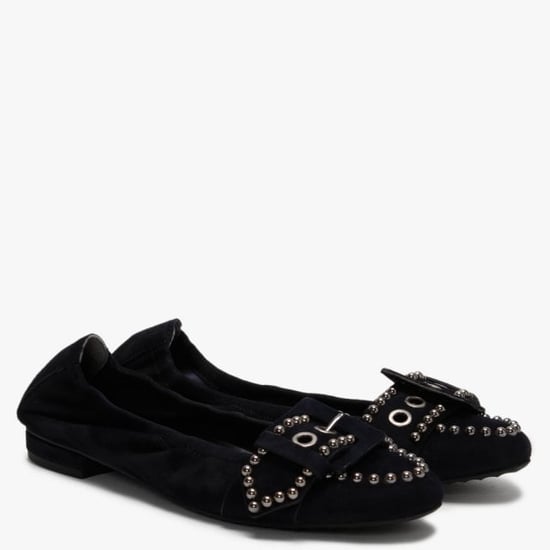 Kennel & Schmenger Malu Suede Studded Buckle Ballet Pumps