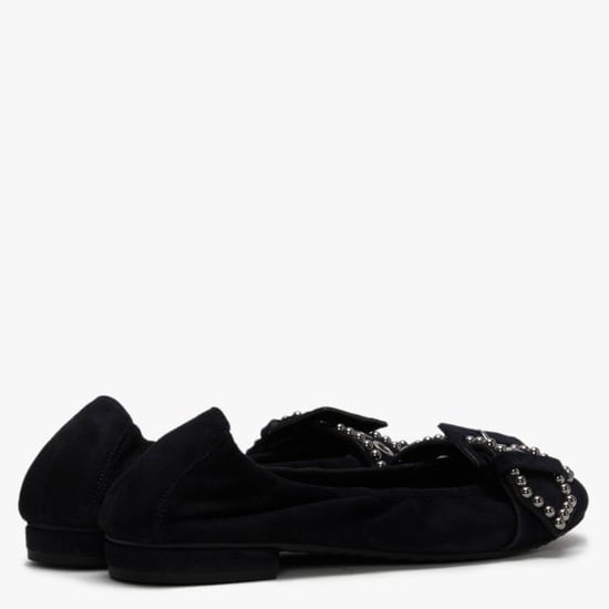 Kennel & Schmenger Malu Suede Studded Buckle Ballet Pumps