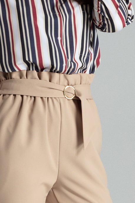 Beige Long Trousers Tapered Down