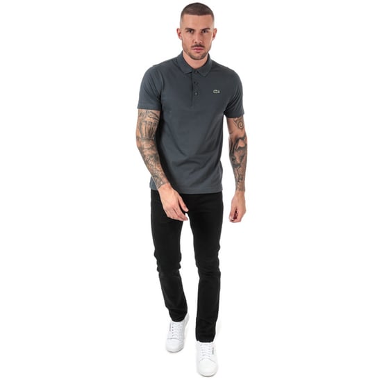 Men's Lacoste Regular Fit Tennis Lightweight Polo Shirt in Charcoal - Image 3
