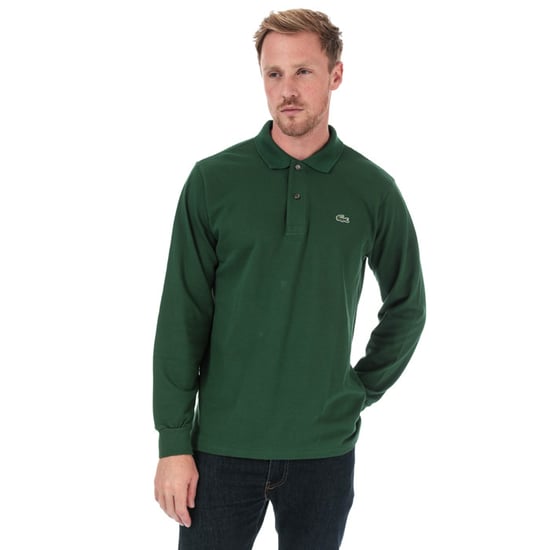 Men's Lacoste Classic Fit Long Sleeve Polo Shirt in Green - Image 1