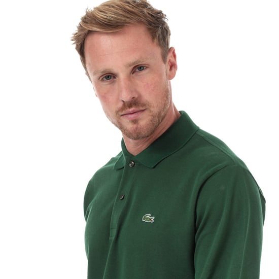Men's Lacoste Classic Fit Long Sleeve Polo Shirt in Green - Image 5