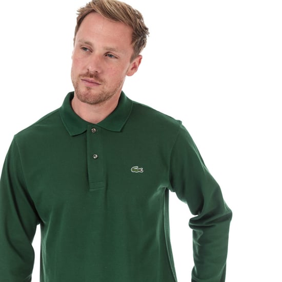 Men's Lacoste Classic Fit Long Sleeve Polo Shirt in Green - Image 6