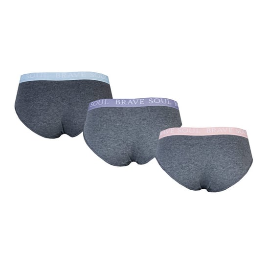 Women's Brave Soul 3 Pack Pastel Trim Briefs in Multi colour