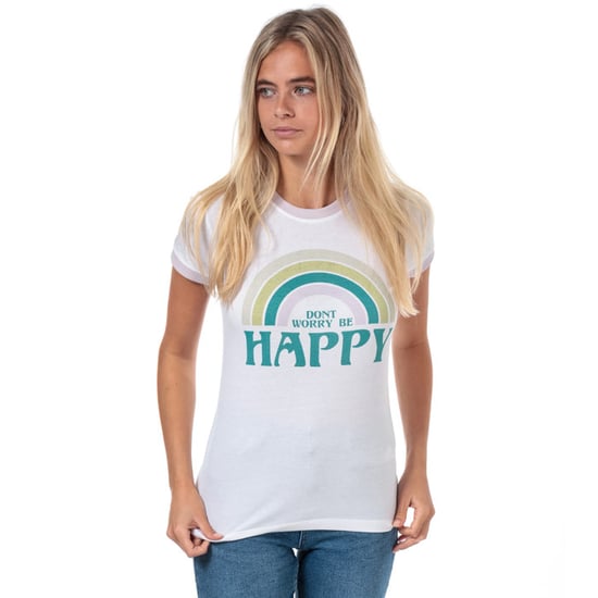 Women's Brave Soul Be Happy T-Shirt Lilac 10in Lilac