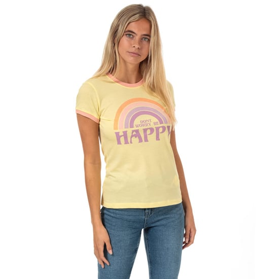 Women's Brave Soul Be Happy T-Shirt Yellow 10in Yellow