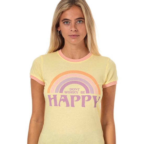 Women's Brave Soul Be Happy T-Shirt Yellow 10in Yellow