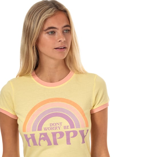Women's Brave Soul Be Happy T-Shirt Yellow 10in Yellow
