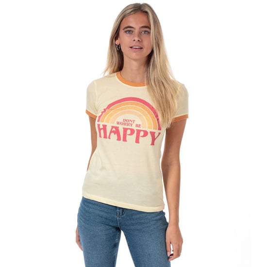 Women's Brave Soul Be Happy T-Shirt Orange yellow 10in Orange yellow