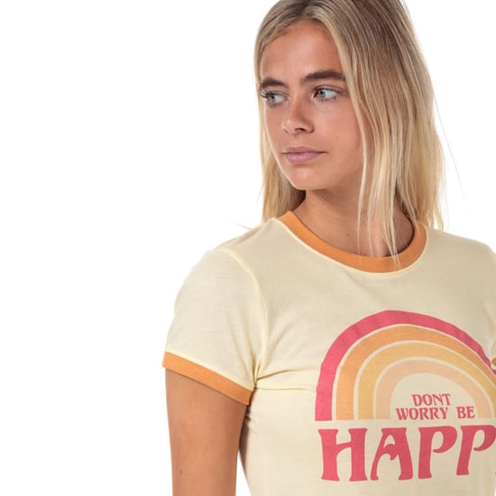 Women's Brave Soul Be Happy T-Shirt Orange yellow 10in Orange yellow
