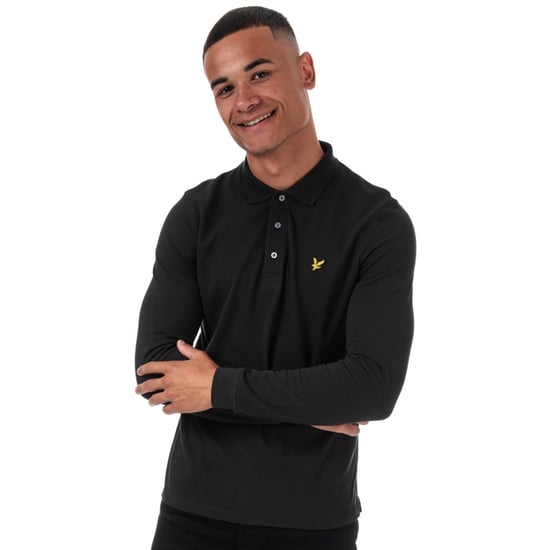 Men's Lyle And Scott Long Sleeve Polo Shirt in Black - Image 1