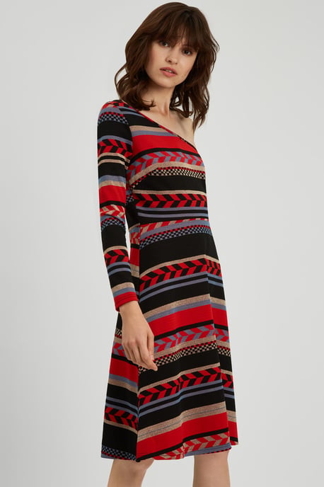 Debbie One Shoulder Midi Party Dress in Red