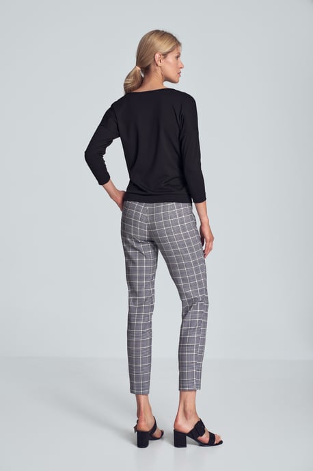 Black Elegant Short Blouse with Falling Shoulder