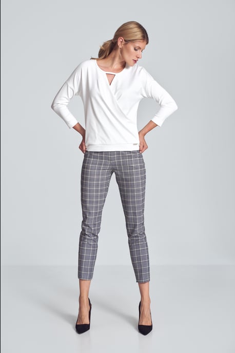 Ecru Elegant Short Blouse with Falling Shoulder