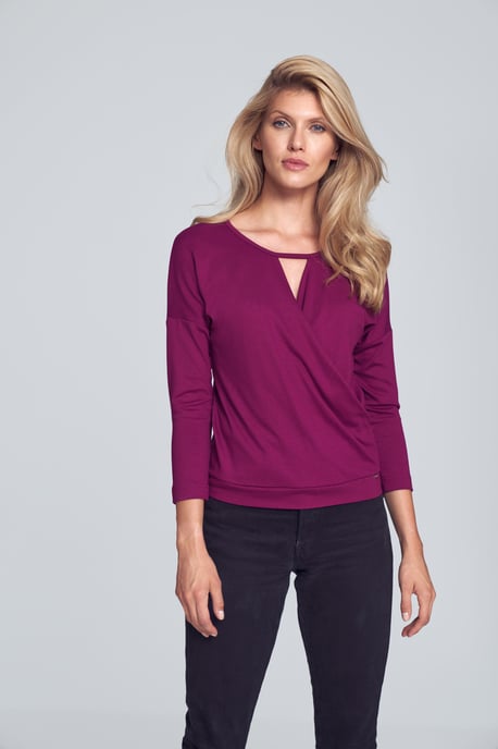 Fuchsia Elegant Short Blouse with Falling Shoulder