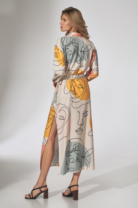 Faces Print Shirt Dress
