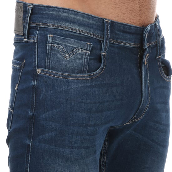 Men's Replay Anbass Slim Fit Stretch Jeans in Denim - Image 5
