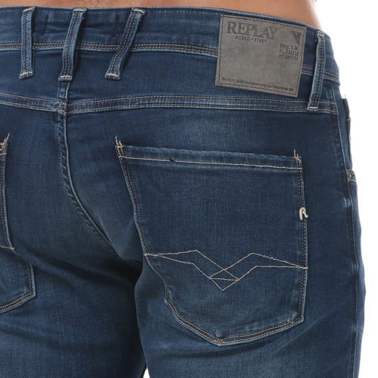Men's Replay Anbass Slim Fit Stretch Jeans in Denim - Image 6