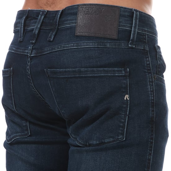 Men's Replay Anbass Slim Fit Stretch Jeans in Denim - Image 6