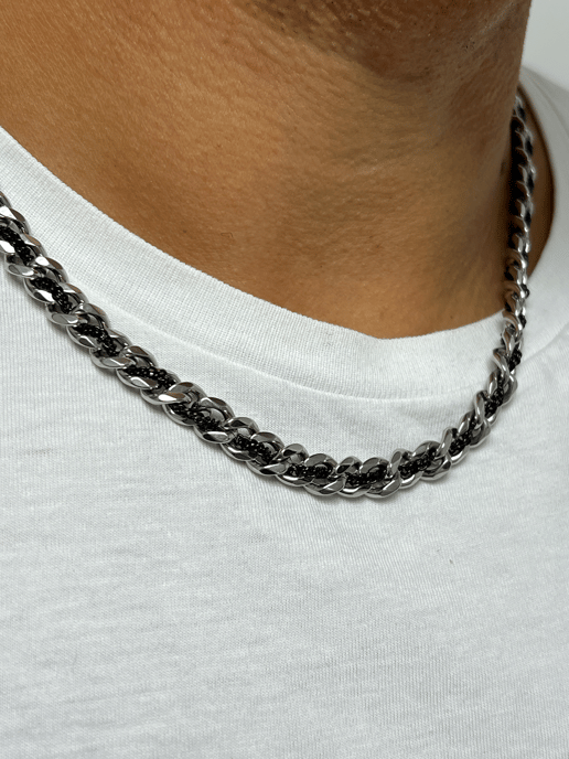 Silver and Black Woven Chain