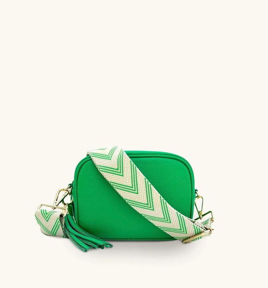 Bottega Green Leather Crossbody Bag With Bottega Green Arrow  Strap