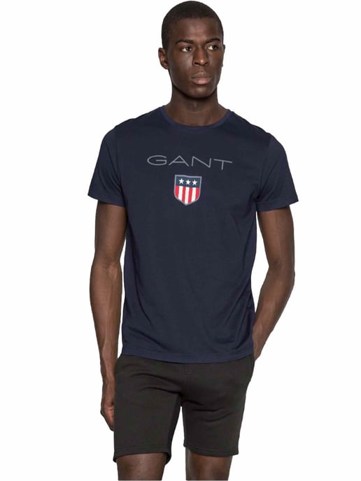 Gant heren Crew Neck T-shirt Big Shield - Blauw - Image 1