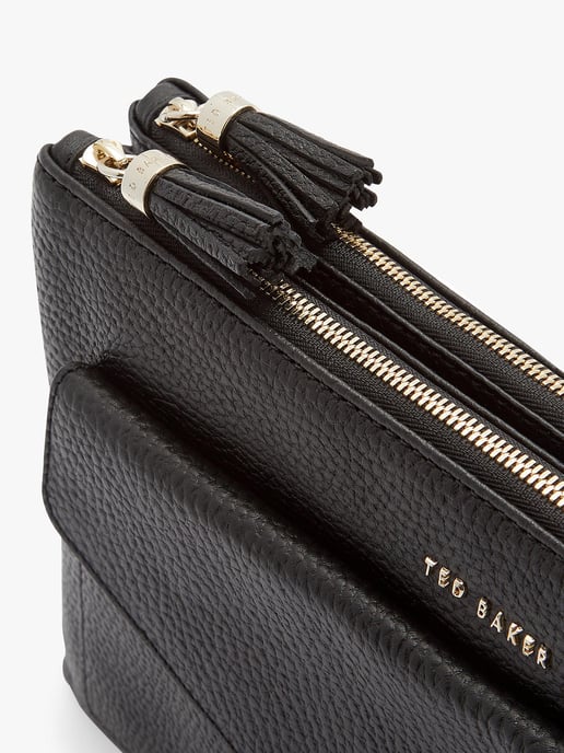 Ted Baker Marllie Tassel Leather Large Cross Body Bag in Black