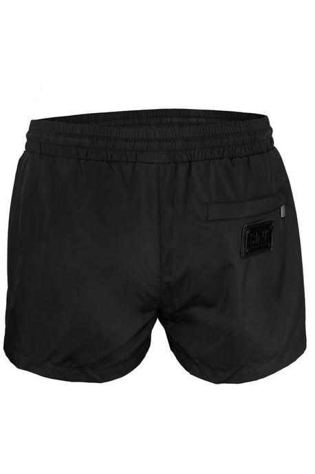 Signature Black Swim Shorts with Matte Black Detailing