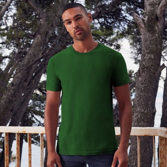 Fruit Of The Loom Mens Ringgesponnen Premium Tshirt (Bottle Groen) - Image 2
