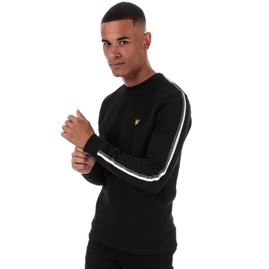 Men's Lyle And Scott Taped Crew Neck Sweatshirt in black green - Image 1