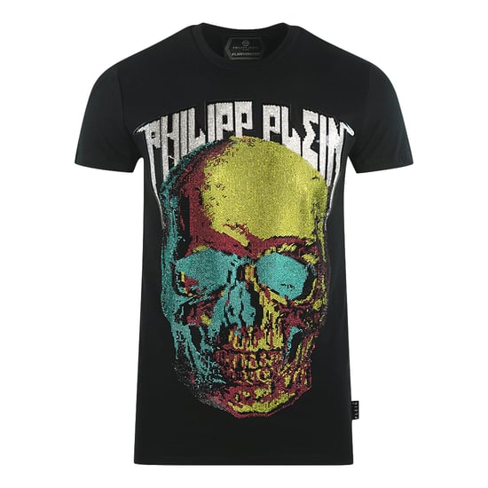 Philipp Plein Large Multi Colour Skull Black T-Shirt - Image 1