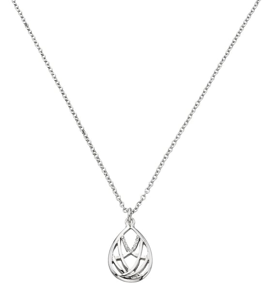 Fiorelli Fashion Imitation Rhodium Plated Pave Crystal Teardrop Necklace 47cm + 5cm
