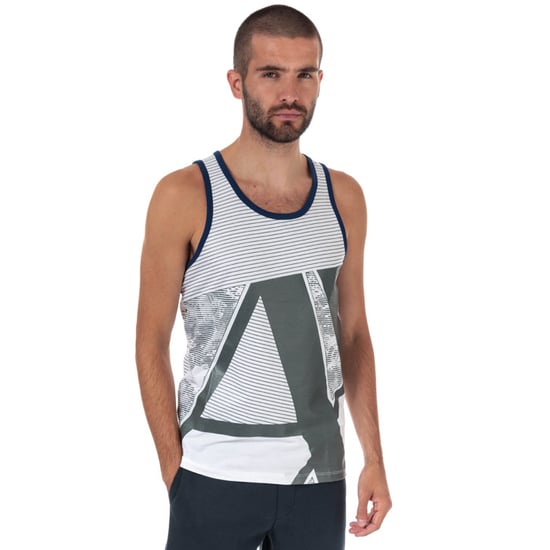 Men's Armani Exchange Large Logo Stripe Vest in White blue black