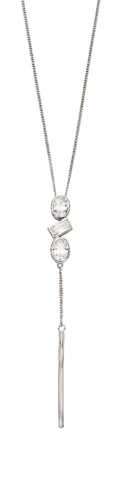 Fiorelli Silver Womens 925 Sterling Silver Assorted Cubic Zirconia Stone Shapes & Chain Drop Pendant Necklace of Length 41cm + 5cm