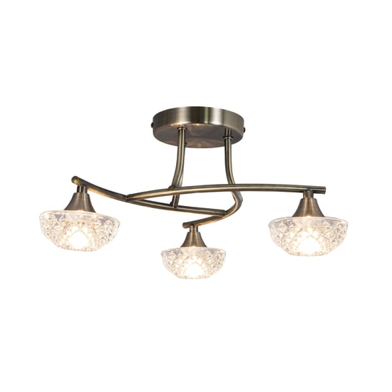 Paine Antique Brass 3 Light Semi Flush Ceiling Light