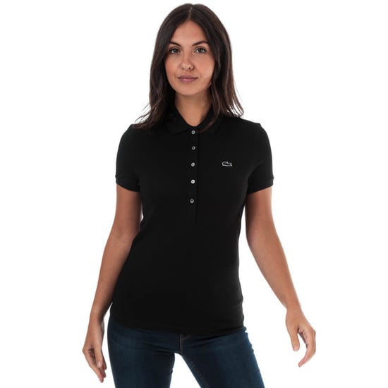 Women's Lacoste Slim Fit Stretch Cotton Pique Polo Shirt in Black