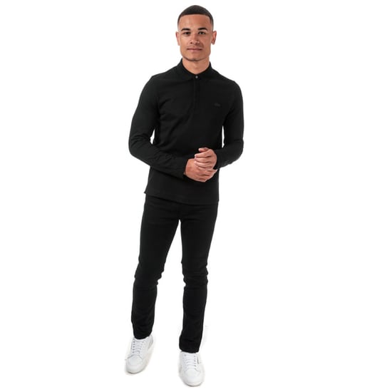 Men's Lacoste Regular Fit Paris Long Sleeve Polo in Black - Image 3